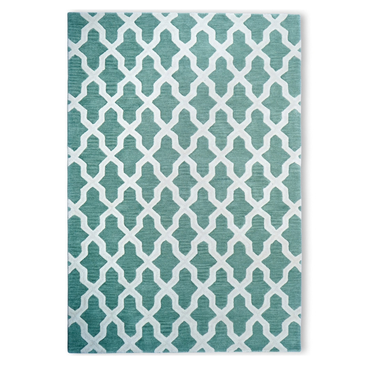 Hand Tufted Rug | Teal & White | Wool | Chikoon by Rugfine