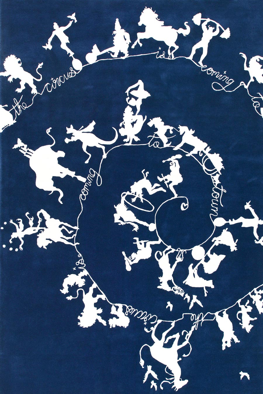 Hand Tufted Wool Rug Aeroze Navy Blue White New Zealand Wool Rugfine Main View
