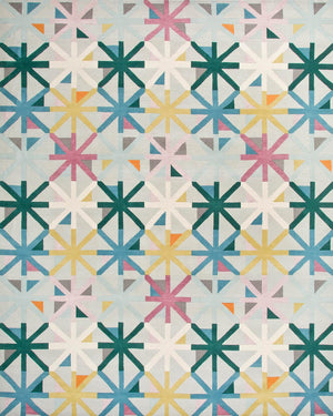 Apexvibe Ivory Teal Pink Wool Rug – Overhead View – Hand Tufted Rugfine