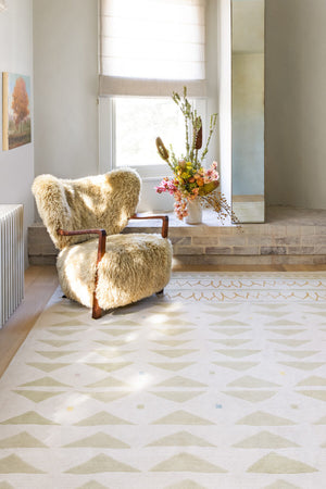 Ivory Sage Green Hand Tufted Wool Rug – CloneXp 100% New Zealand Wool Luxury Area Rug by Rugfine – Overhead View