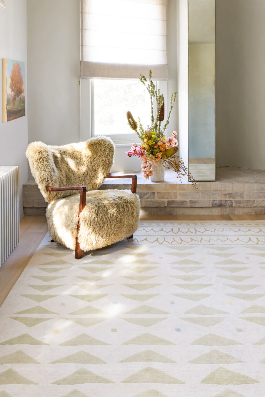 Ivory Sage Green Hand Tufted Wool Rug – CloneXp 100% New Zealand Wool Luxury Area Rug by Rugfine – Overhead View