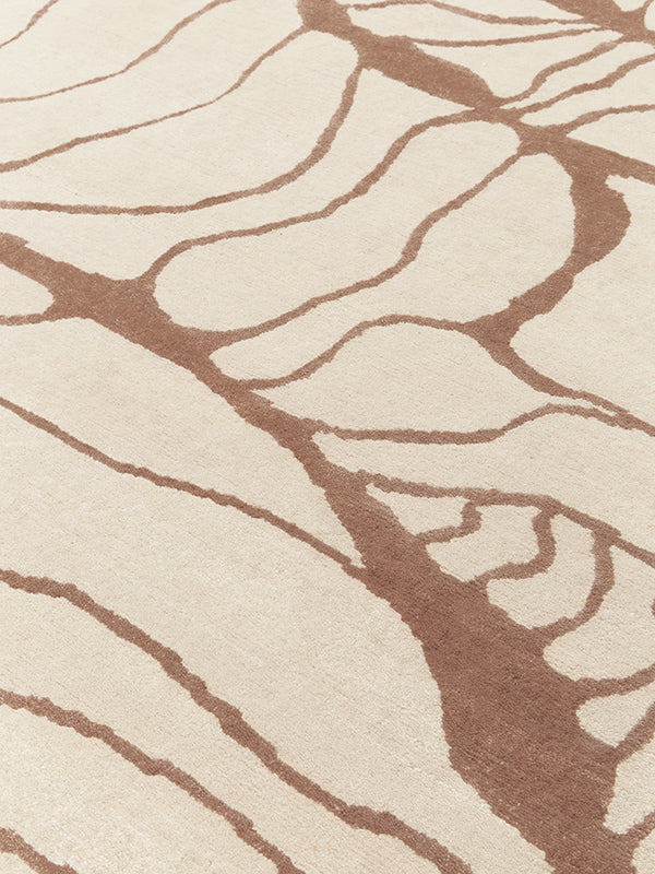 Cybria Ivory Brown Hand Tufted Rug – Detail Closeup – NZ Wool Rugfine