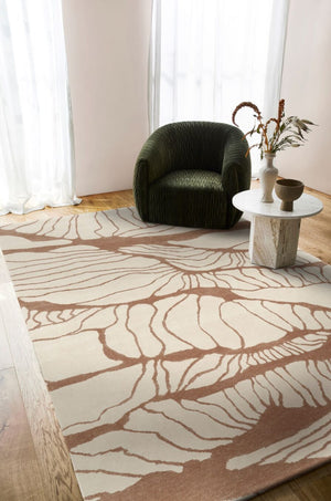 Ivory Brown Hand Tufted Wool Rug – Cybria 100% NZ Wool by Rugfine – Lifestyle View