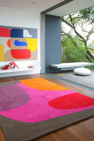 Hand Tufted Wool Rug Lunaro Lava Red Orange New Zealand Wool Rugfine Lifestyle View