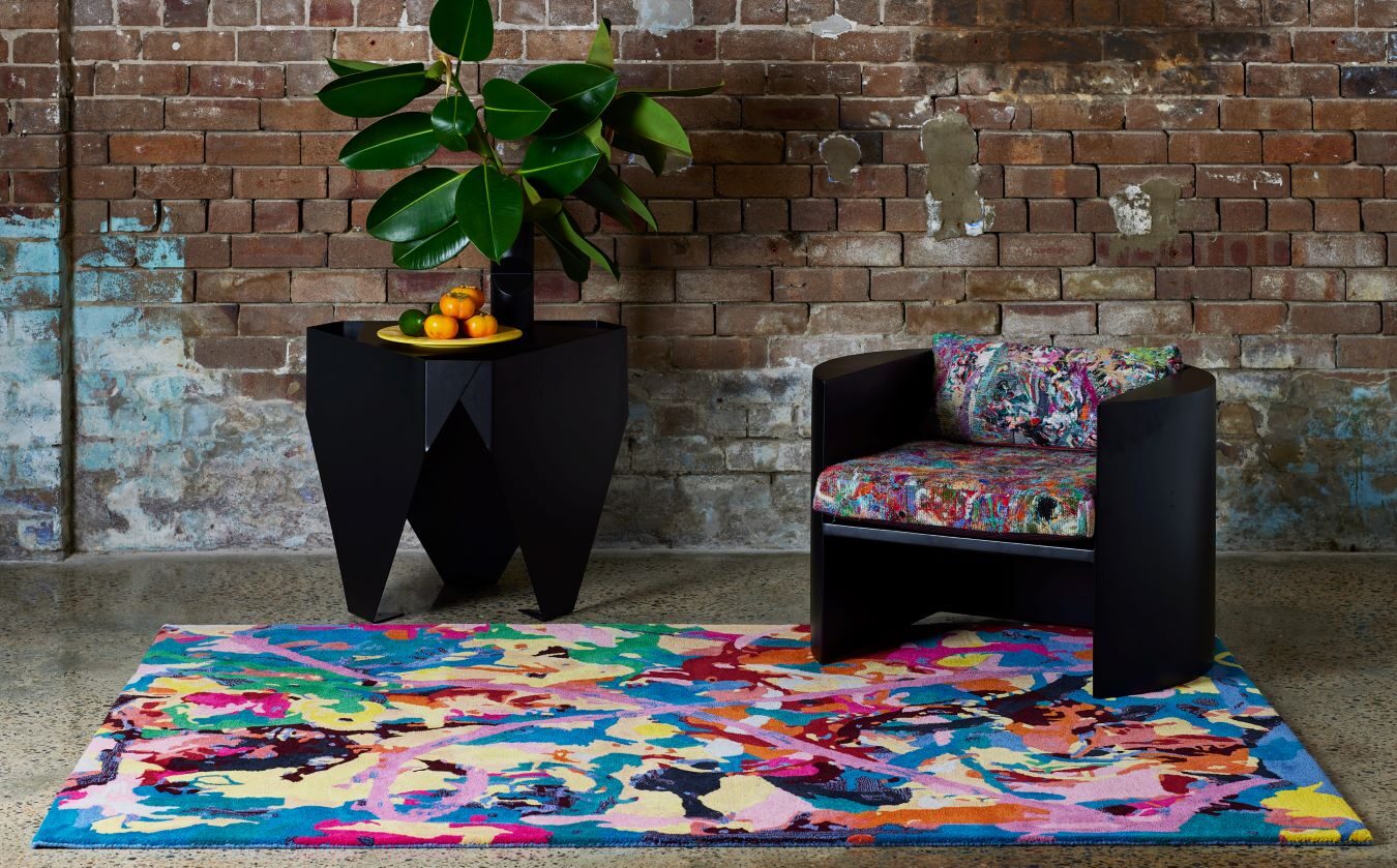 Multicolor Hand Tufted Wool Rug – Draplet Vibrant 100% NZ Wool Luxury Area Rug by Rugfine – Lifestyle View
