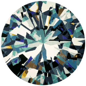 Dyvea Square Teal Navy Ivory Wool Rug – Overhead Diamond Geometric Design – Hand Tufted Rugfine