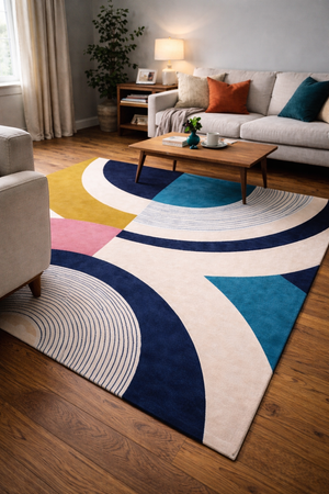 Eclipse Multicolor Hand Tufted Wool Rug – Living Room View – Rugfine
