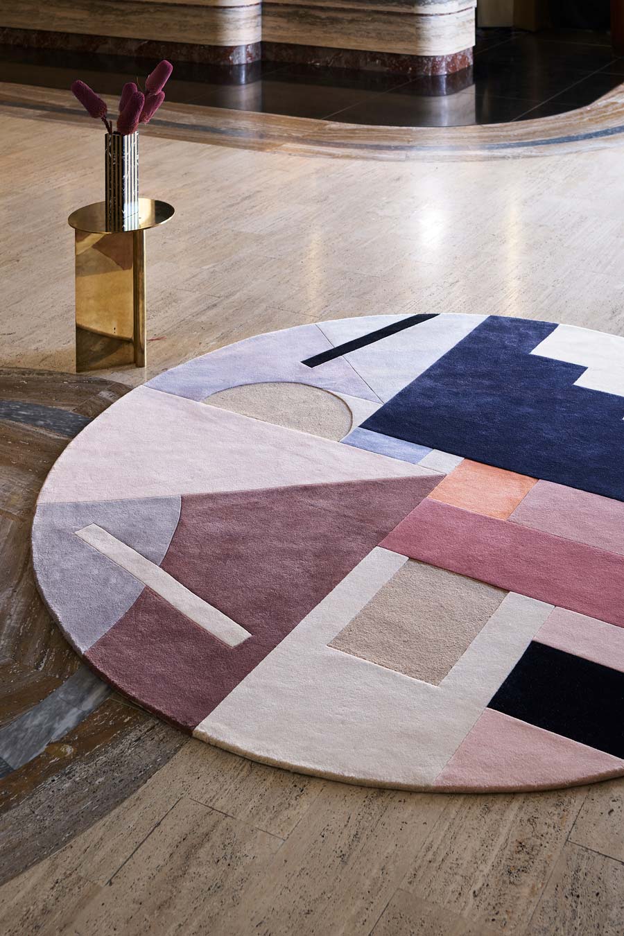 Exoma Square Hand Tufted Rug – Delaunay Circular 100% New Zealand Wool Luxury Area Rug by Rugfine – Main View