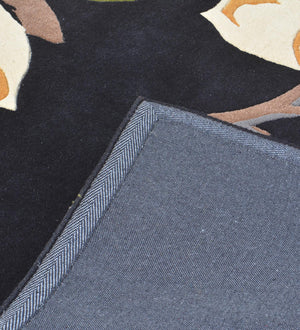 Flowpet Black Ivory Green Magnolia Rug – Overhead View – Hand Tufted NZ Wool Rugfine