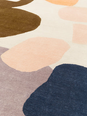 Fluxion Ivory Brown Sage Green Abstract Wool Rug – Detail Closeup 02 – Hand Tufted Rugfine