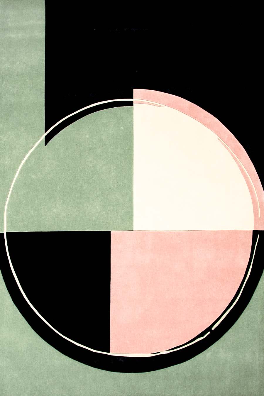 Georfia Sage Pink Ivory Circle Wool Rug – Main View – Hand Tufted Rugfine