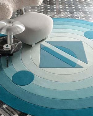 Gerbit Square Mezza Luna Wool Rug – Italian Crescent Moon Design – Hand Tufted Rugfine – View 2
