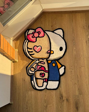 Black Ivory Character Accent Rug – Hello Kitty Hand Tufted by Rugfine – View 1