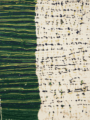 Forest Green Ivory Navy Hand Tufted Rug – Heptis Pillowy Grass 100% New Zealand Wool by Rugfine – Overhead View