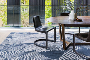 Jovlix Charcoal Cream Grey Wool Rug – Tassel Fern Dining Room Setting – Hand Tufted Rugfine