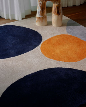 Lumicor Ivory Navy Brown Gemstones Rug – Location View – NZ Wool Rugfine