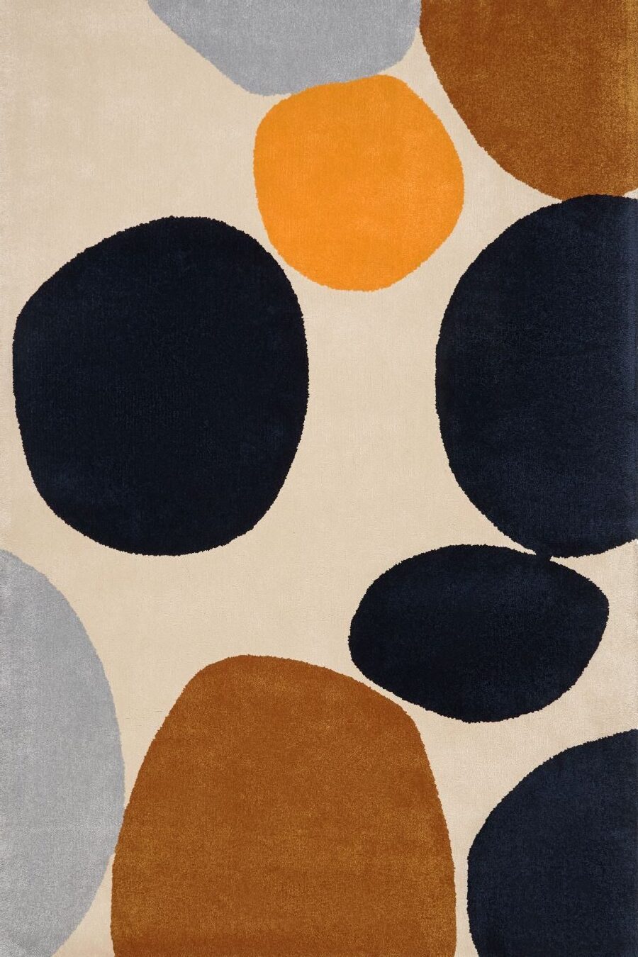 Ivory Navy Brown Hand Tufted Wool Rug – Lumicor Gemstones Dinosaur Designs 100% NZ Wool by Rugfine – Overhead View