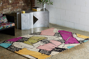 Luminoz Multicolor Turning Corners Jordan Gogos Wool Rug – Lifestyle View – Hand Tufted Rugfine