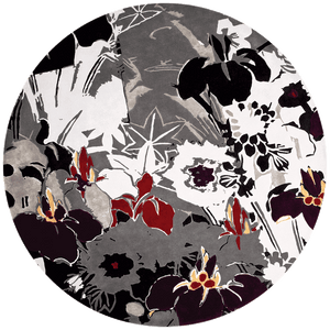 Maplid Square Ayame Japanese Iris Wool Rug – Overhead Botanical Design – Hand Tufted Rugfine