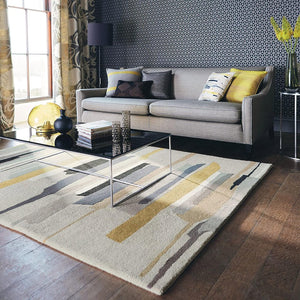 Grey Mustard Gold Ivory Hand Tufted Wool Rug – Nikoon 100% New Zealand Wool Luxury Area Rug by Rugfine – View 1