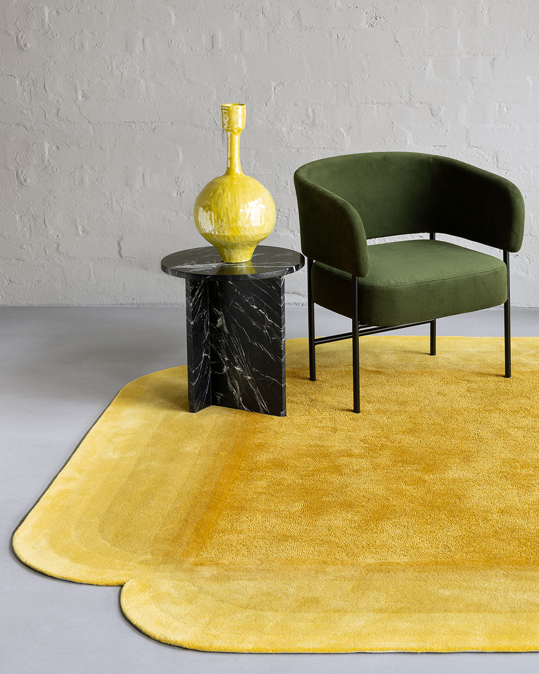 Mustard Yellow Square Wool Rug – Novanex Meadow BernabeiFreeman 100% NZ Wool by Rugfine – Lifestyle View 3