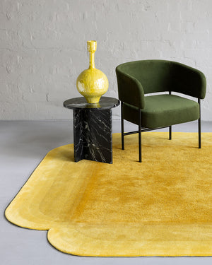Mustard Yellow Square Wool Rug – Novanex Meadow BernabeiFreeman 100% NZ Wool by Rugfine – Lifestyle View 3