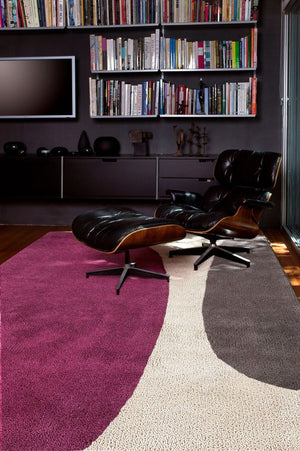 Novyx Hand Tufted Rug – Ivory Plum Charcoal Mountains 100% New Zealand Wool Luxury Area Rug by Rugfine – Lifestyle View