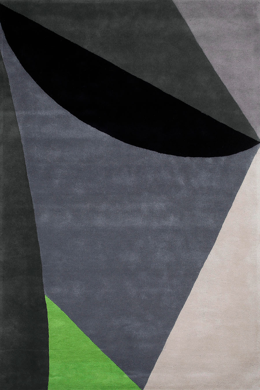 Grey Black Green Hand Tufted Wool Rug – Orbsub Mask Dinosaur Designs 100% NZ Wool by Rugfine – Overhead View