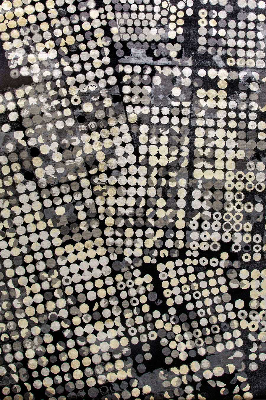 Black Ivory Gold Hand Tufted Wool Rug – Pebble Aerial Dots by Carousel 100% NZ Wool by Rugfine – Overhead View