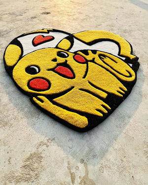 Pokemon Heart Shape Rug – Yellow Red White Detail View 5 – Rugfine