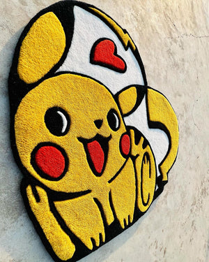 Pokemon Yellow White Red Heart Rug – Lifestyle View 4 – Rugfine