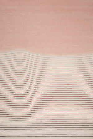 Pink White Hand Tufted Wool Rug – Ripple Contour by BernabeiFreeman 100% NZ Wool by Rugfine – Overhead View