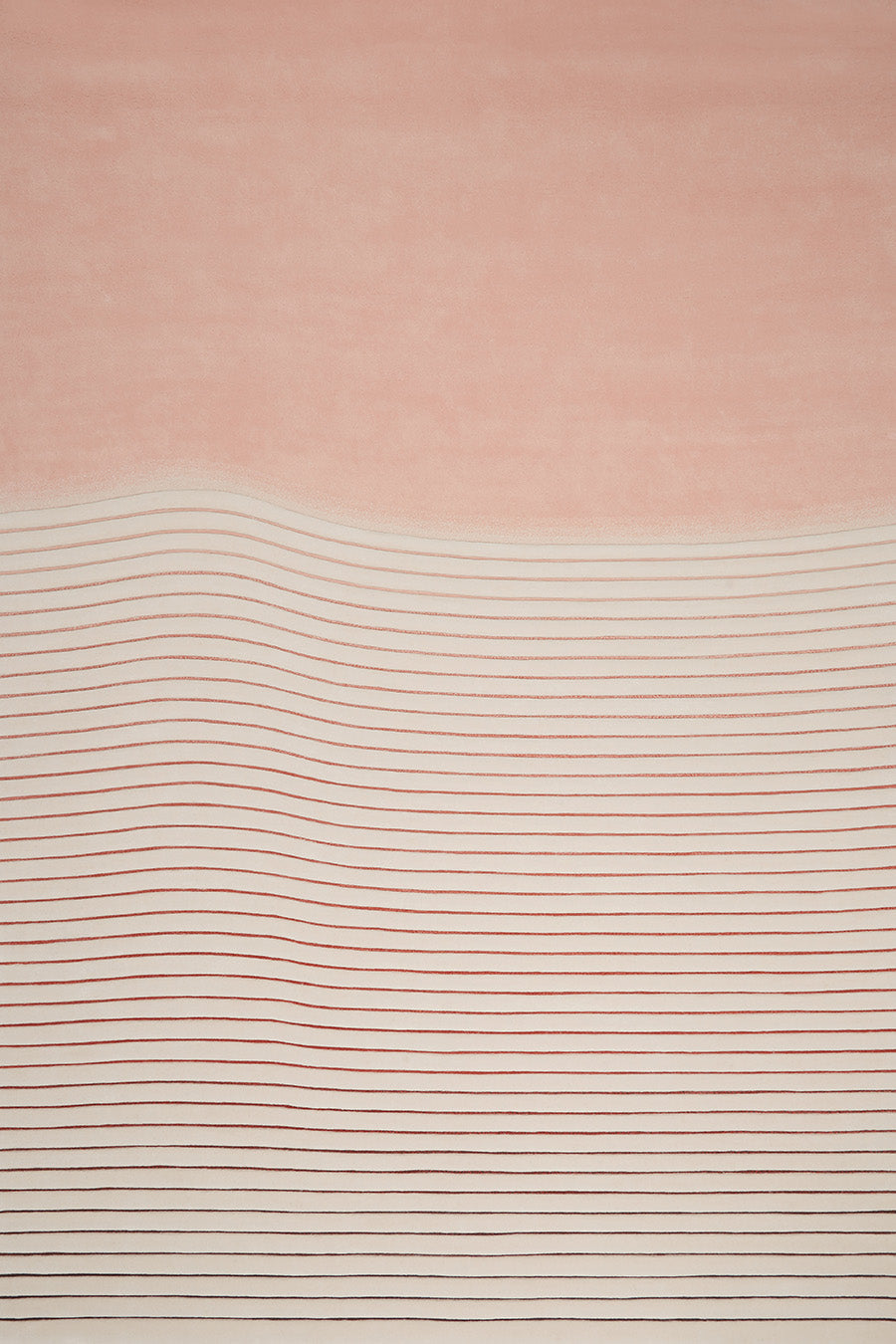 Pink White Hand Tufted Wool Rug – Ripple Contour by BernabeiFreeman 100% NZ Wool by Rugfine – Overhead View