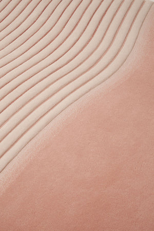 Ripple Pink White Contour Wool Rug – Close-Up Detail – Hand Tufted Rugfine