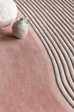 Ripple Pink White Hand Tufted Rug – Lifestyle View 2 – NZ Wool Rugfine
