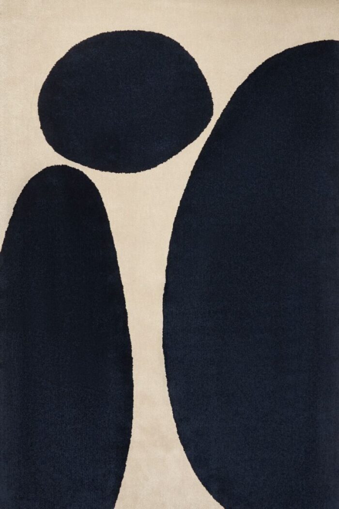 Ivory Navy Hand Tufted Wool Rug – Sealuxe Valley 100% New Zealand Wool by Rugfine – Overhead View
