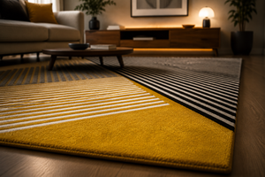 Sentrae Mustard Yellow Black White Hand Tufted Rug – Room Setting View 4 – Rugfine