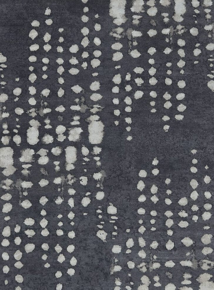 Serenix Charcoal Grey Ivory Wool Rug – Shibori Love Note Overhead View – Hand Tufted Rugfine