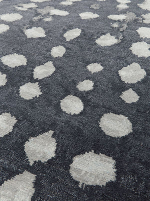 Serenix Charcoal Grey Ivory Shibori Wool Rug – Second Overhead View – Rugfine