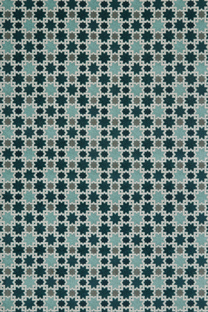 Deep Teal Ivory Aqua Hand Tufted Rug – Skryde Hammam 100% New Zealand Wool Luxury Area Rug by Rugfine – Overhead View