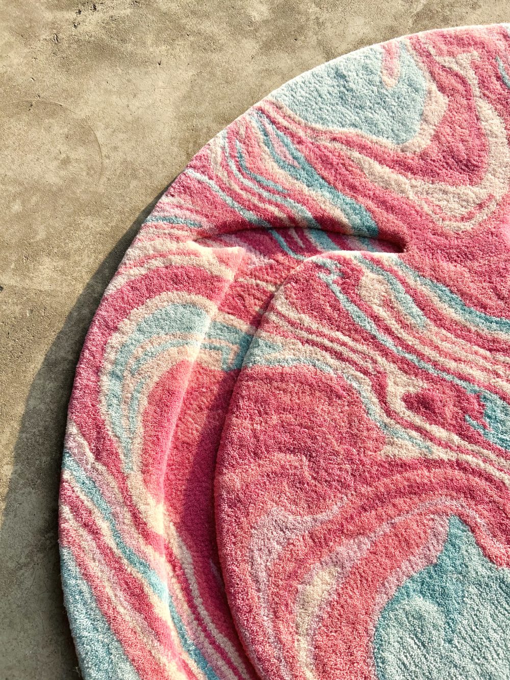 Smiley Pink Aqua Blue White Character Rug – Lifestyle View 2 – Rugfine