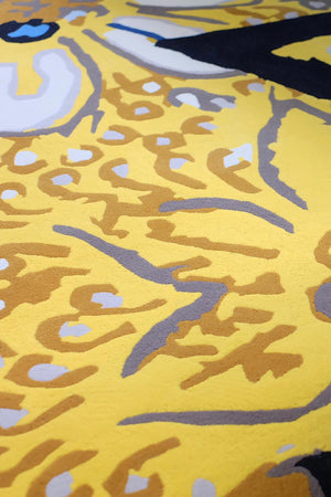 Solaze Golden Yellow Navy Blue White Rug – Wishing Well Detail View – New Zealand Wool Rugfine