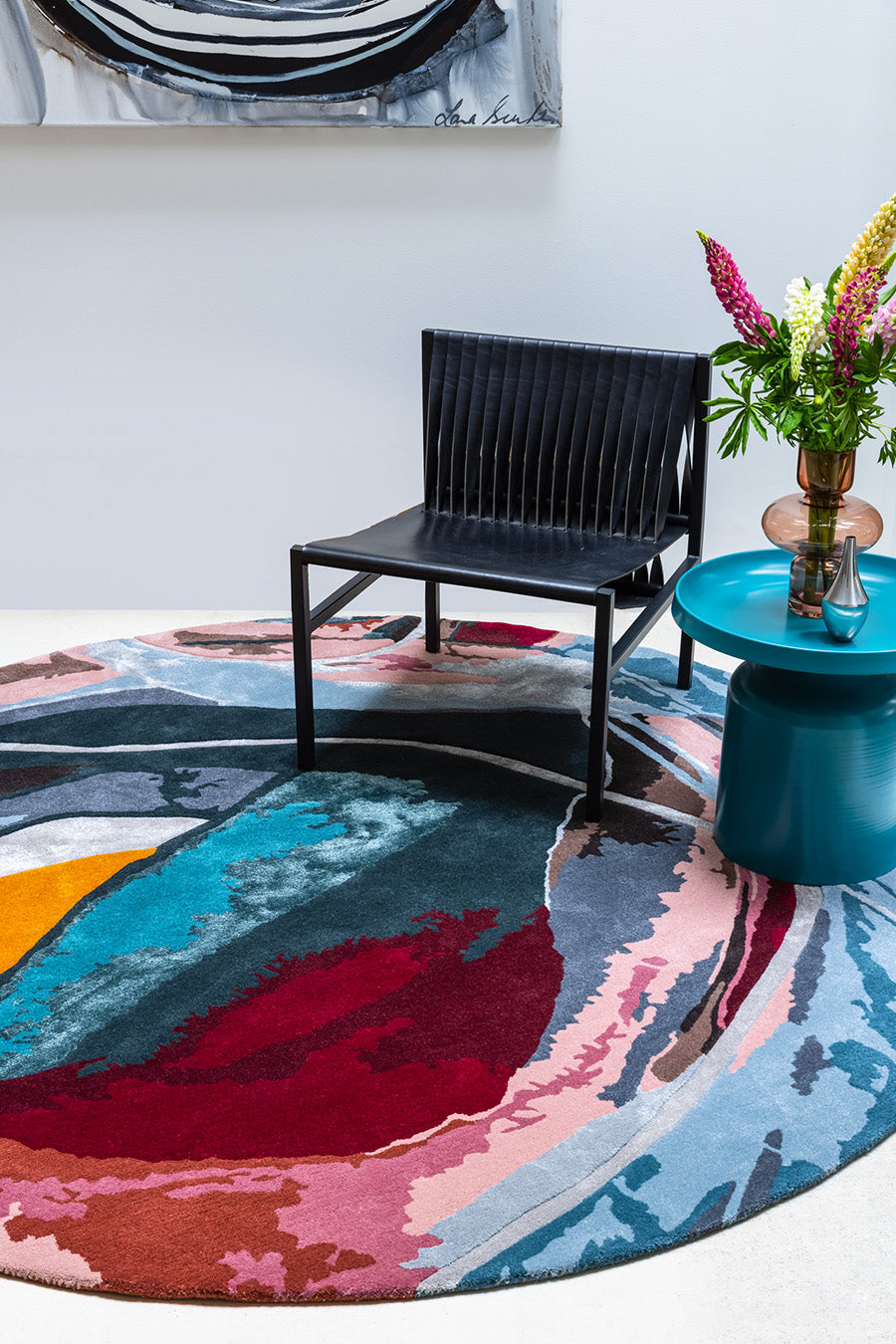 Thorex Square Hand Tufted Rug – Nocturn Dark Abstract 100% New Zealand Wool Luxury Area Rug by Rugfine