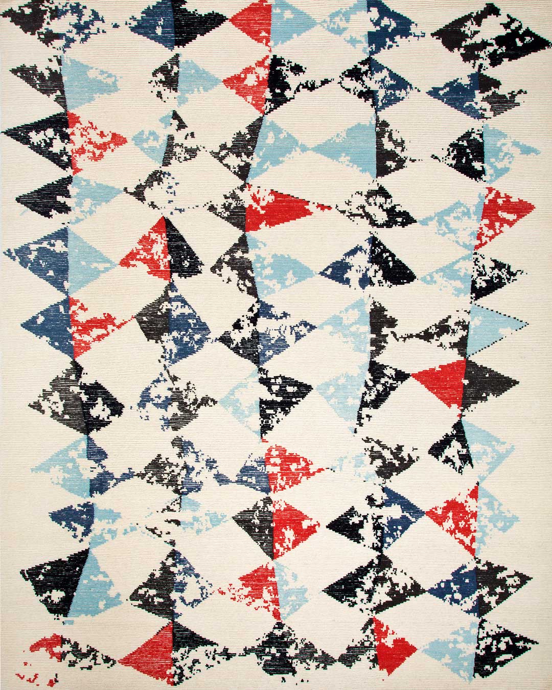 Ivory Navy Blue Red Hand Tufted Wool Rug – Tiglitz Hargrave 100% New Zealand Wool Luxury Area Rug by Rugfine – Overhead View