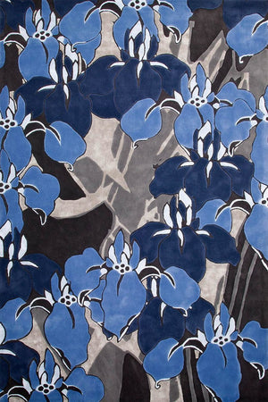 Twirks Cornflower Blue Navy Wool Rug – Overhead Original Design View – Rugfine