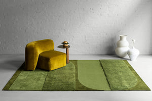 Olive Green Hand Tufted Wool Rug – Verdure Terra by BernabeiFreeman 100% NZ Wool by Rugfine – Lifestyle View 1