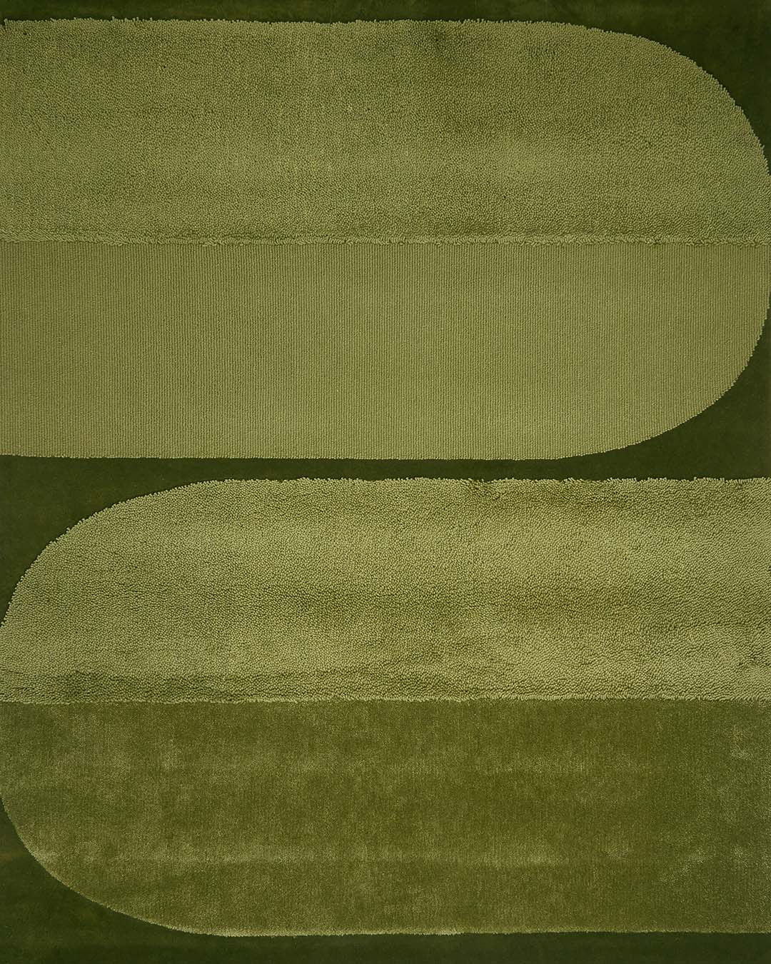 Verdure Olive Green Terra BernabeiFreeman Wool Rug – Overhead View – Hand Tufted Rugfine