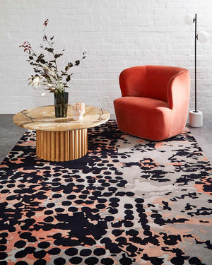 Vortex Black Coral Grey Franco Community Wool Rug – Lifestyle View – Hand Tufted Rugfine