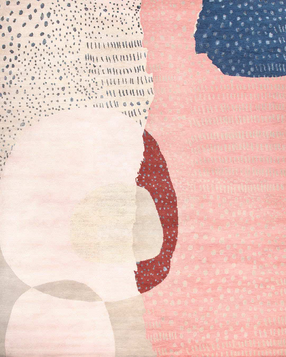 Zenvia Blush Pink Ivory Navy Carousel Bainbridge Wool Rug – Overhead View – Hand Tufted Rugfine
