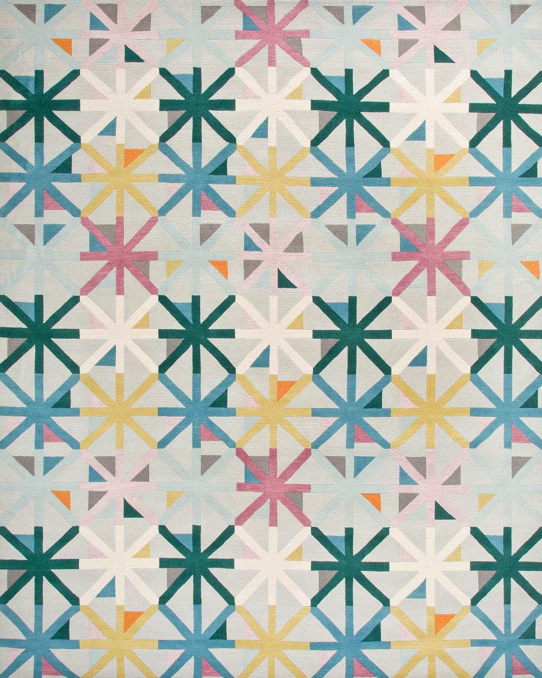 Apexvibe Ivory Teal Pink Wool Rug – Overhead View – Hand Tufted Rugfine
